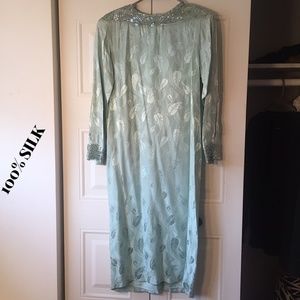 Vintage Silk Cocktail Dress Sz M EUC Beads Sequin